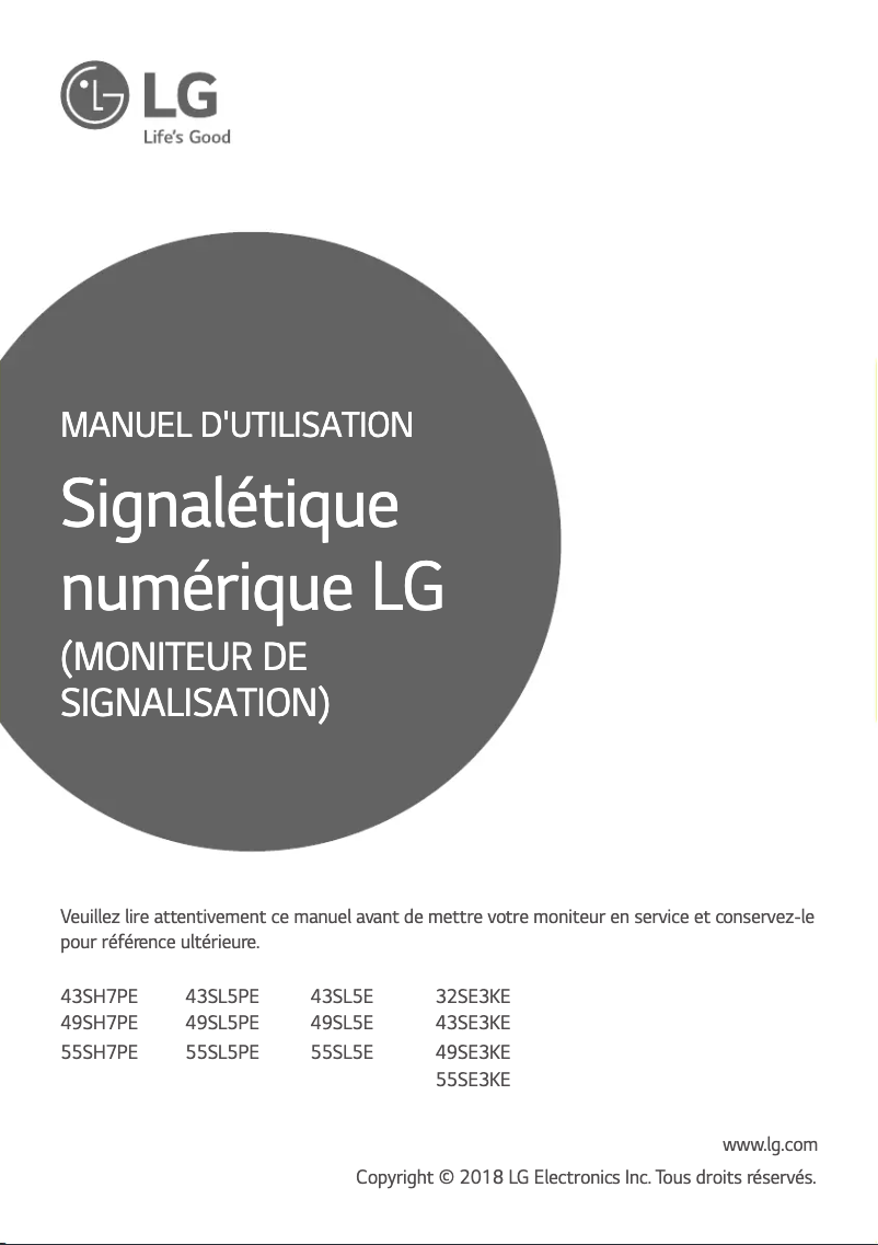 Page n°1 - Manuel utilisateur LG 43SE3KE