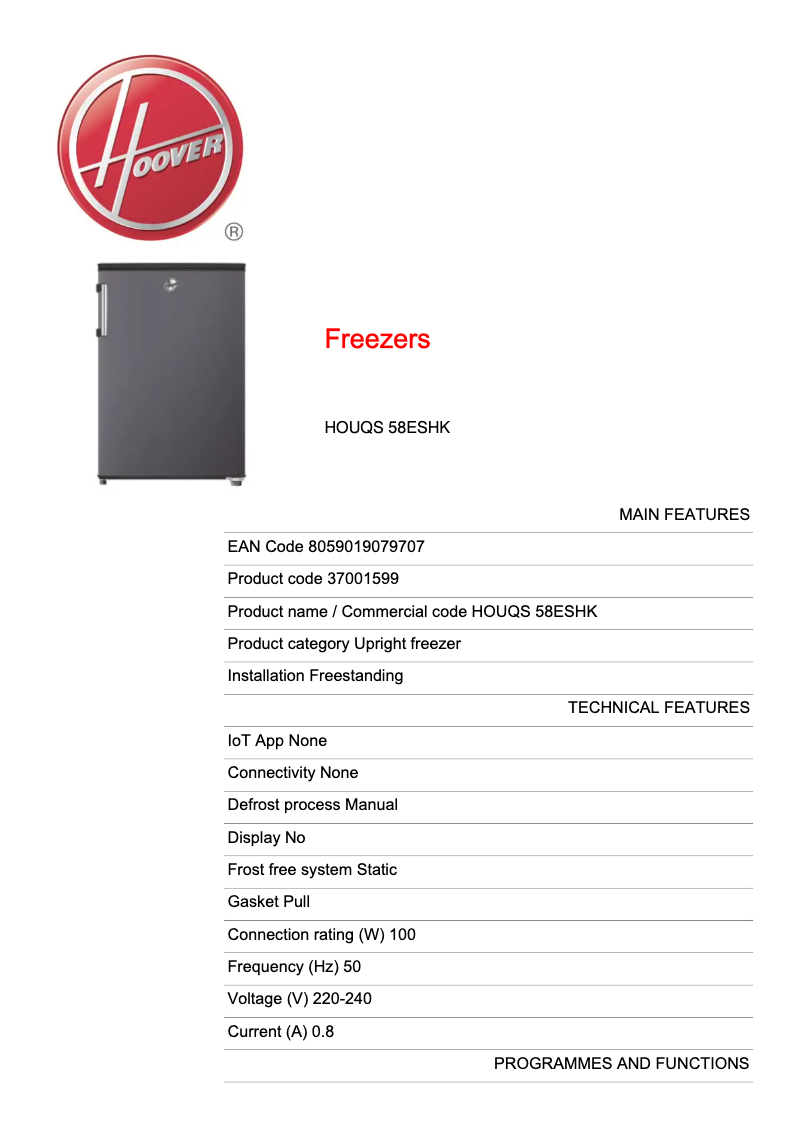 Imagen de la primera página del manual del dispositivo HOUQS 58ESHK