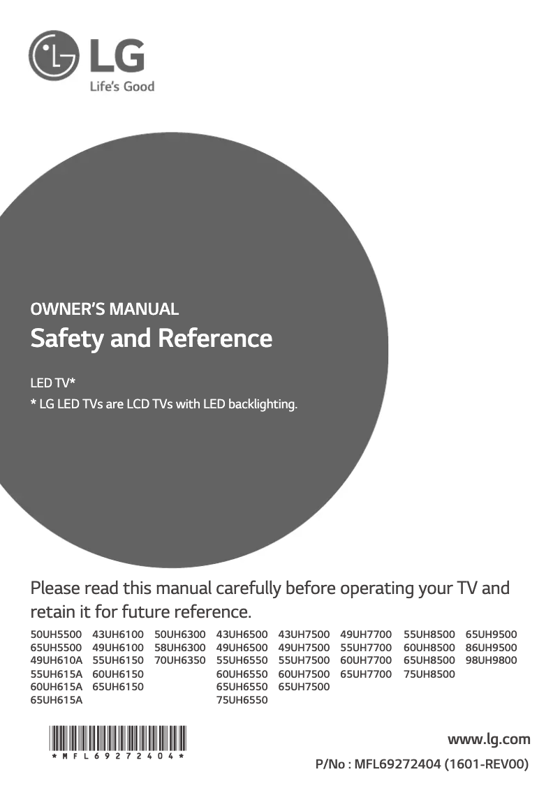 Image de la première page du manuel de l'appareil 58UH6300