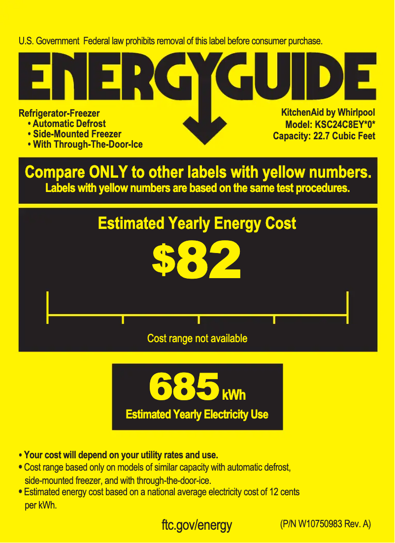 Página 1 del manual Etiqueta energética KitchenAid KSC24C8EYW