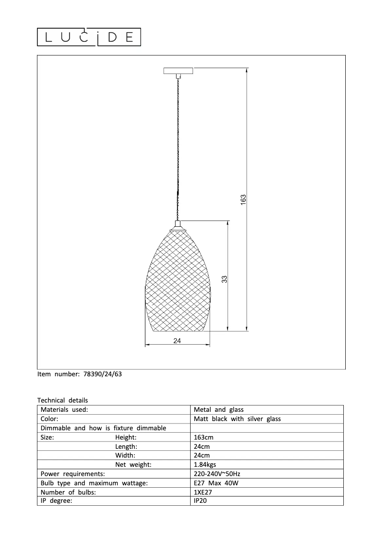 Page n°1 - Manuel utilisateur Lucide Gerben 78390/24/63