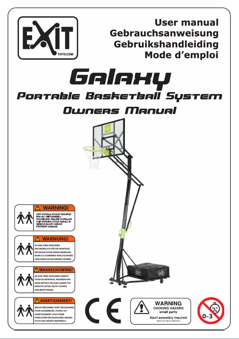 Page 1 de la notice Manuel utilisateur EXIT Galaxy Portable Basket