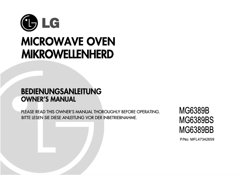 Page n°1 - Manuel utilisateur LG MG6389B