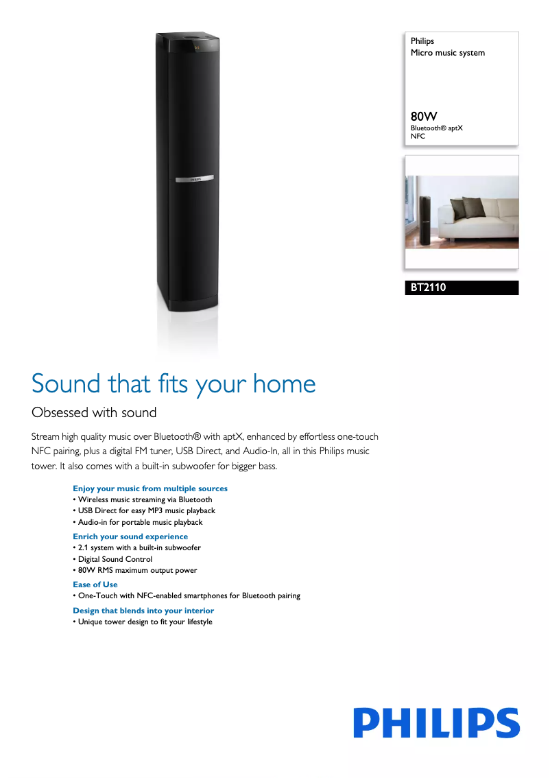 Image de la première page du manuel de l'appareil BT2110