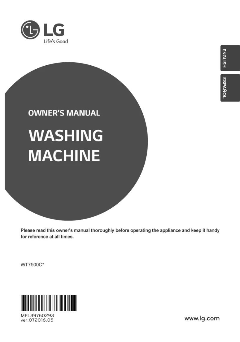 Page 1 de la notice Manuel utilisateur LG WT7500CV