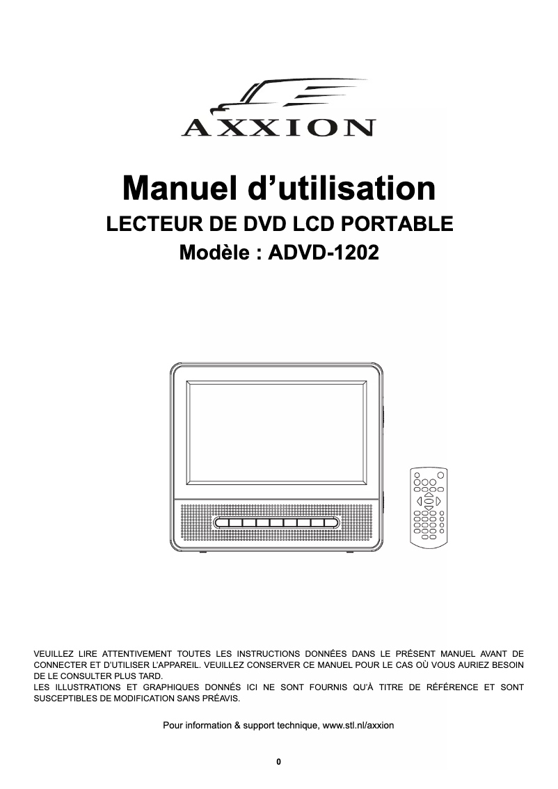Page n°1 - Manuel utilisateur Axxion ADVD-1202