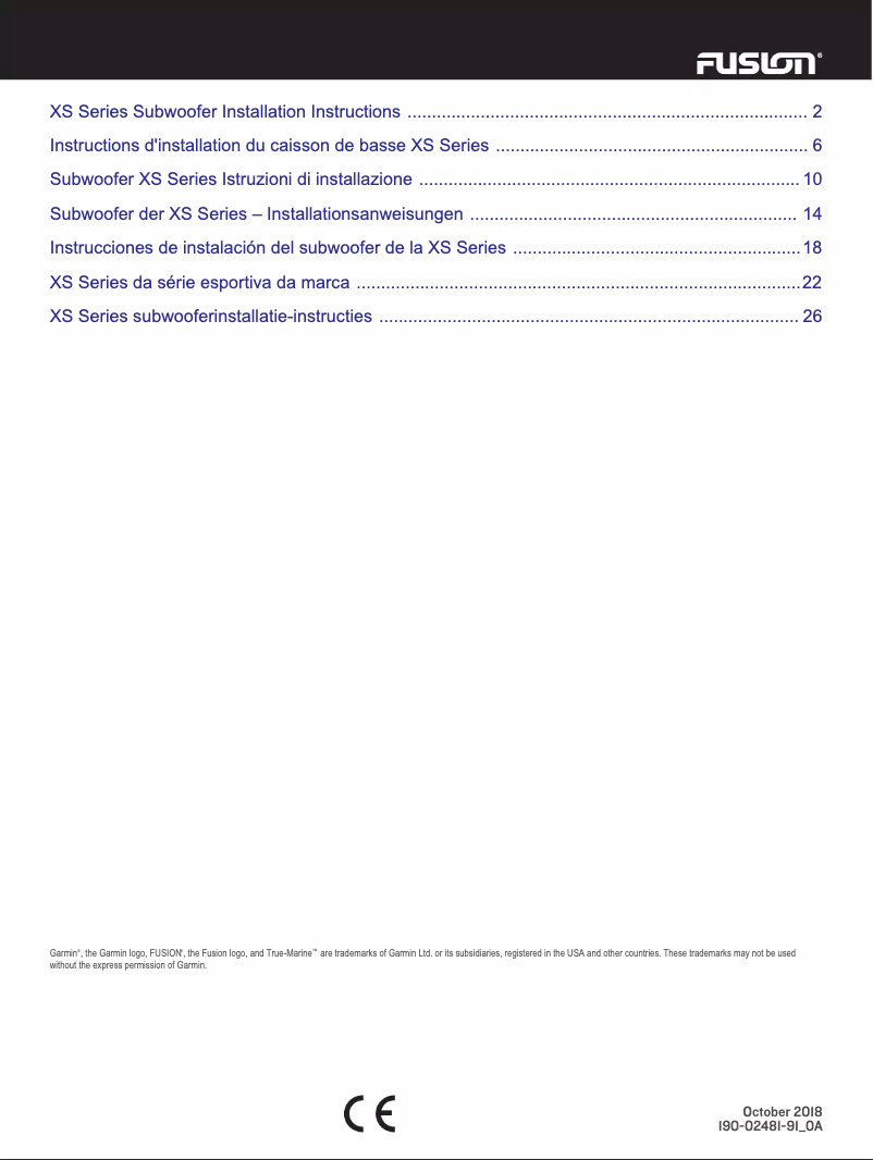Page 1 de la notice Manuel utilisateur Fusion XS-SL10SPGW