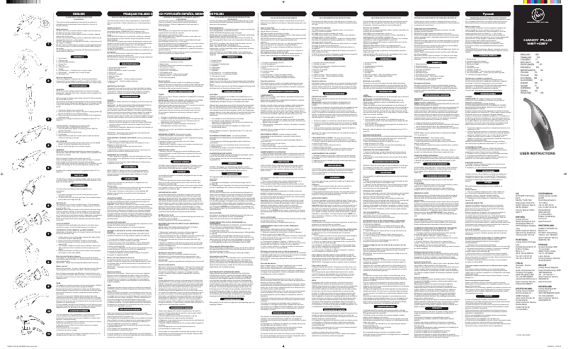Page 1 de la notice Manuel utilisateur Hoover Handy Plus Wet+Dry