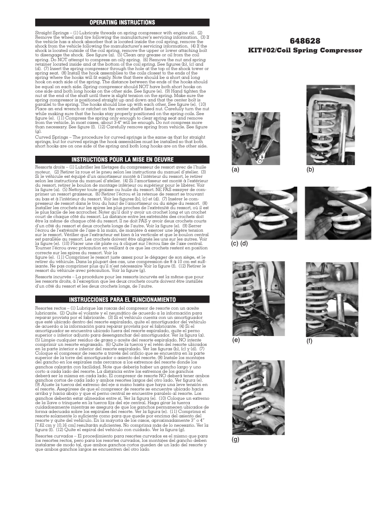 Page 1 de la notice Manuel d'utilisation et d'entretien Powerbuilt 648628