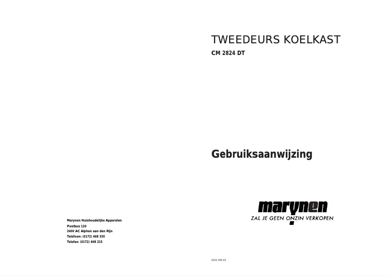 Page n°1 - Manuel utilisateur Marynen CM 2824 DT