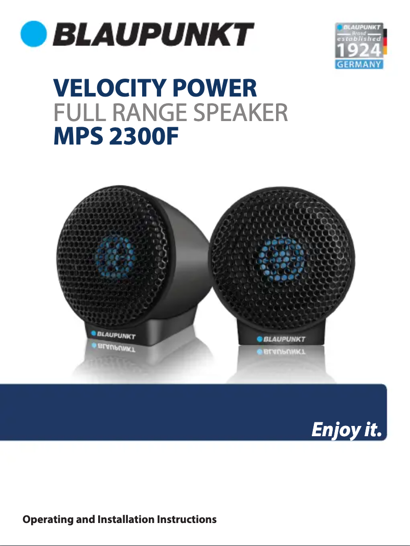 Page n°1 - Manuel utilisateur Blaupunkt MPS 2300 F