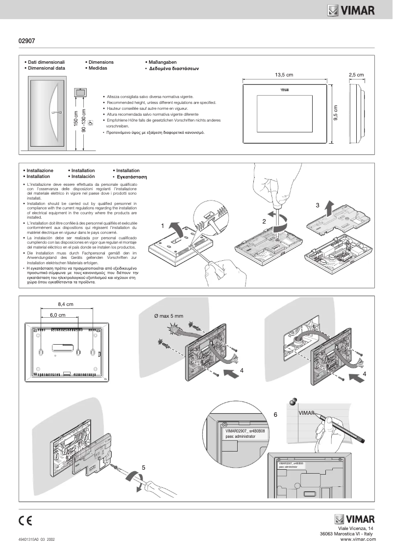 Page n°1 - Instructions / montage Vimar 02907
