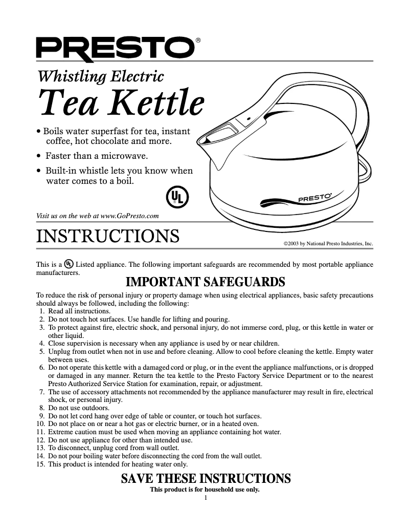 Imagen de la primera página del manual del dispositivo Whistling Electric