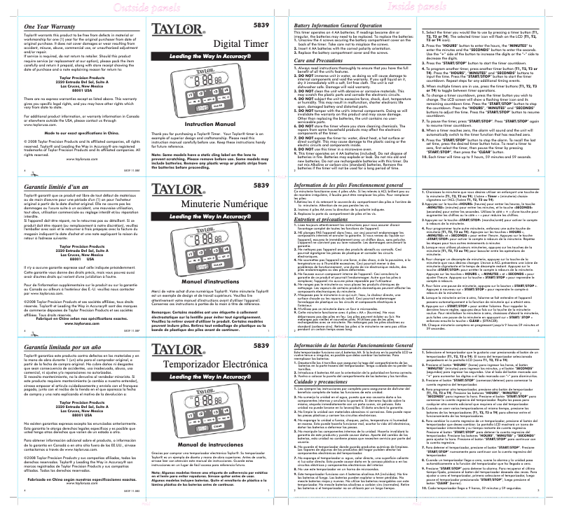 Image de la première page du manuel de l'appareil 5839