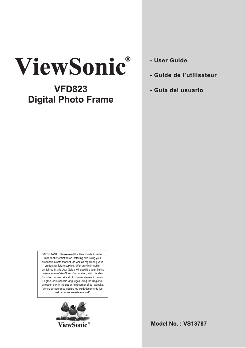 Page 1 de la notice Manuel utilisateur Viewsonic VFD823-50