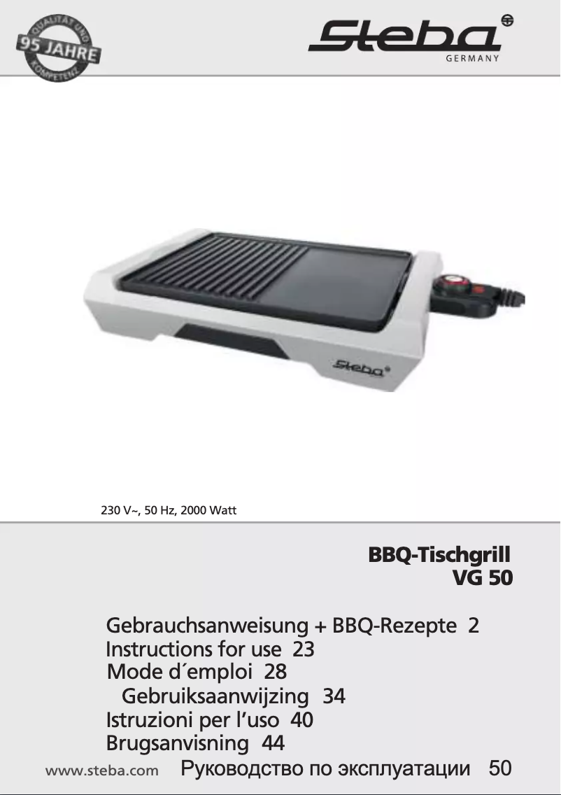 Page 1 de la notice Manuel utilisateur Steba VG 50