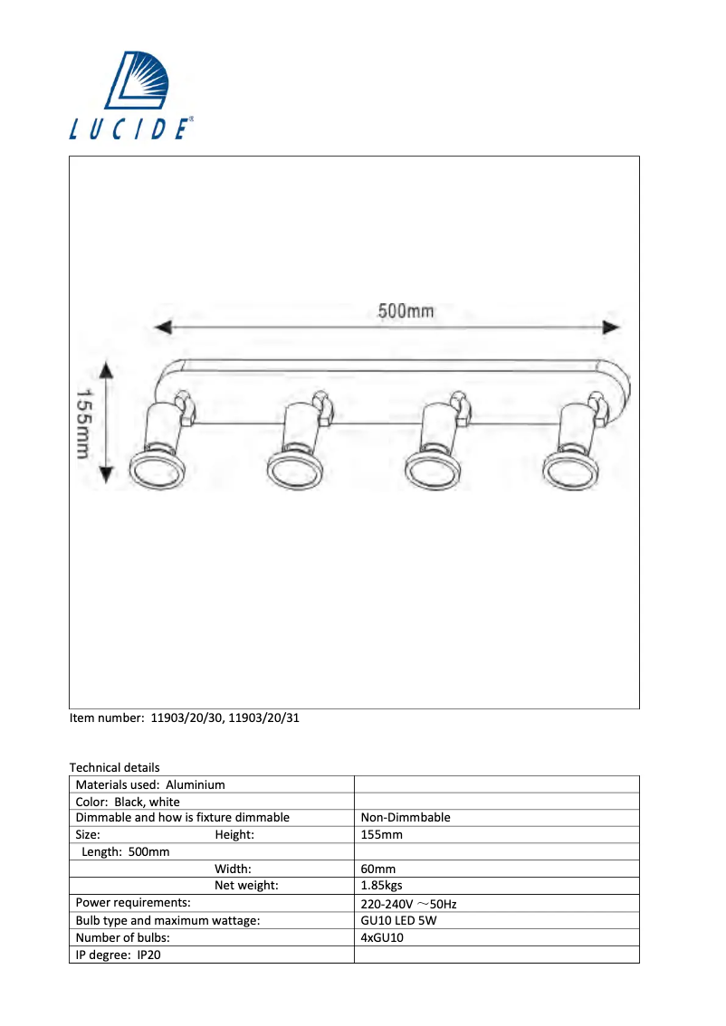 Page n°1 - Manuel utilisateur Lucide Jaster 11903/20/31