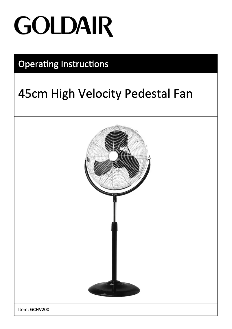 Page 1 de la notice Manuel utilisateur GoldAir GCHV200
