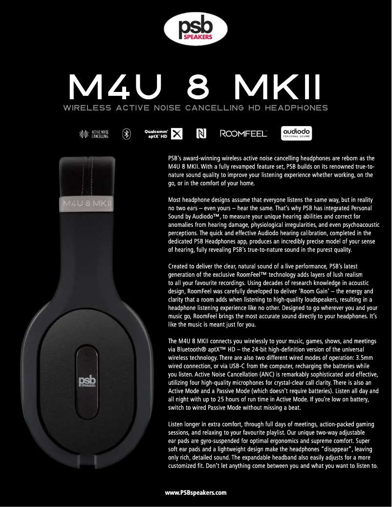 Página 1 del manual Ficha técnica PSB M4U 8 MKII