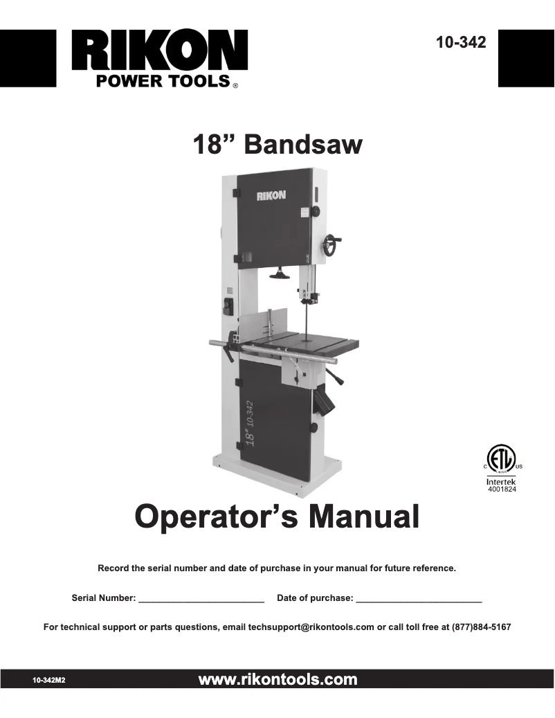 Page n°1 - Manuel utilisateur RIKON 10-342