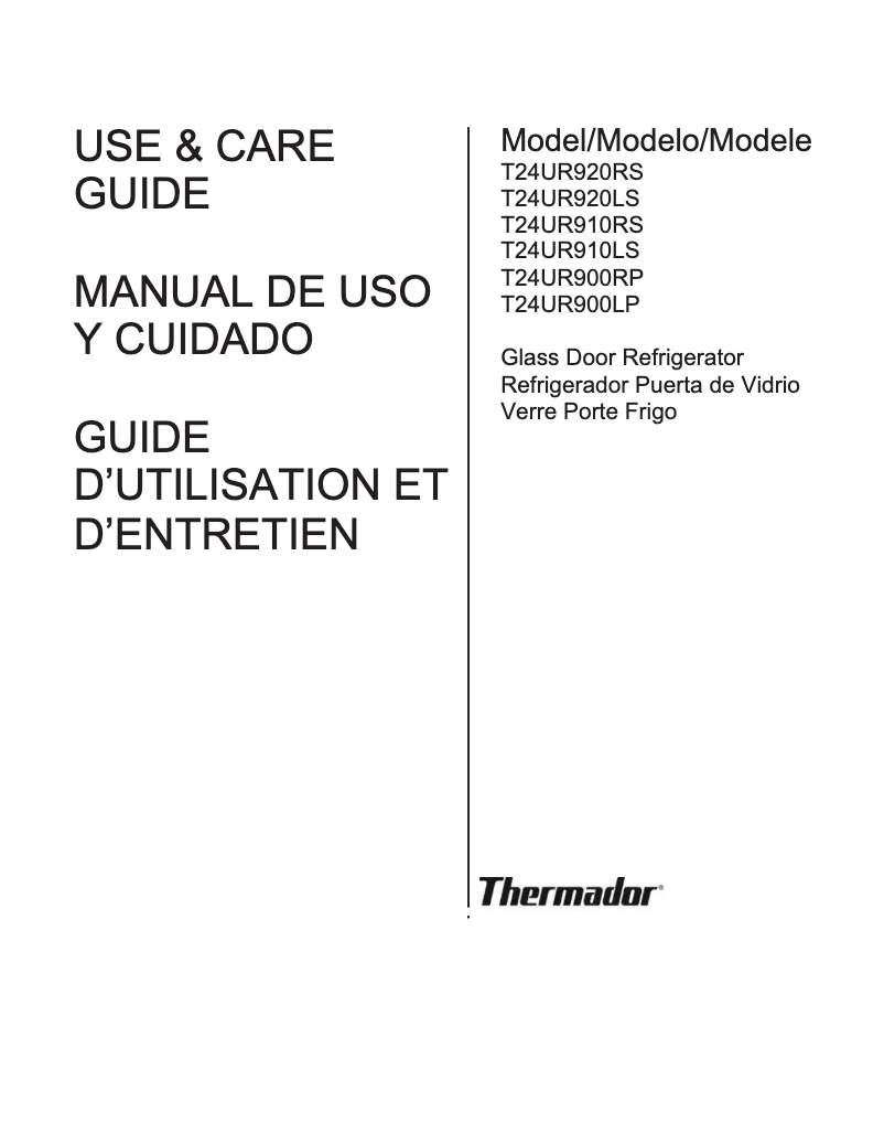 Page n°1 - Manuel utilisateur Thermador T24UR920LS