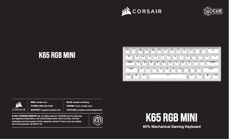 Page 1 de la notice Manuel utilisateur Corsair K65 RGB