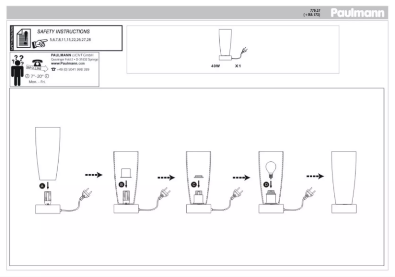 Page 1 de la notice Manuel utilisateur Paulmann Jenni