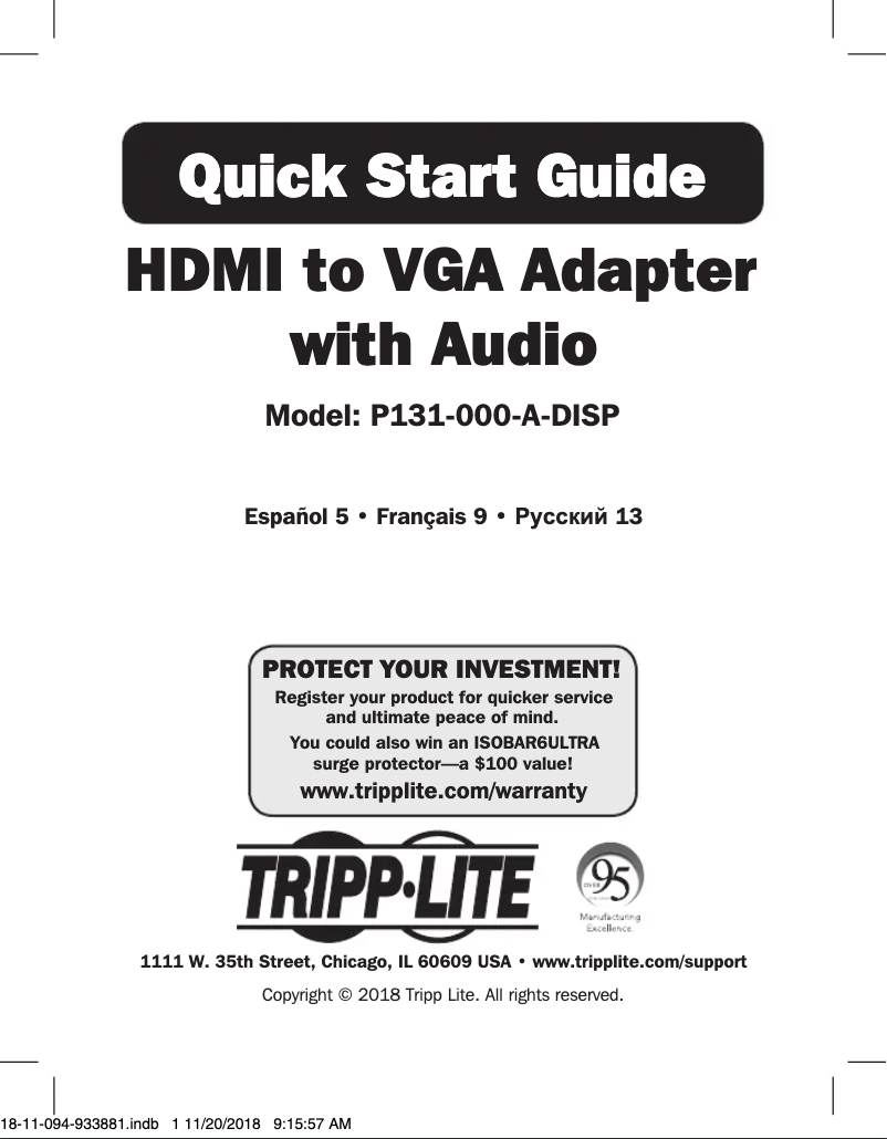 Page 1 de la notice Manuel utilisateur Tripp Lite P131-000-A-DISP