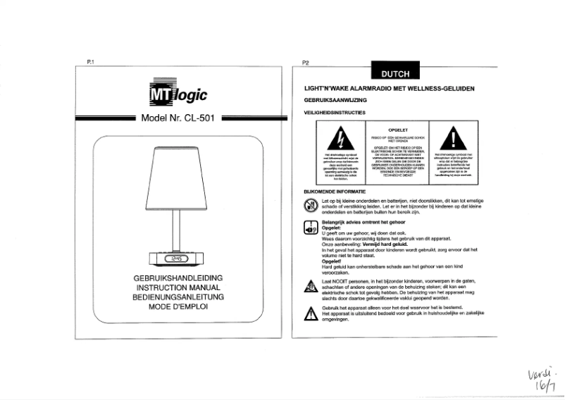 Image de la première page du manuel de l'appareil CL 501