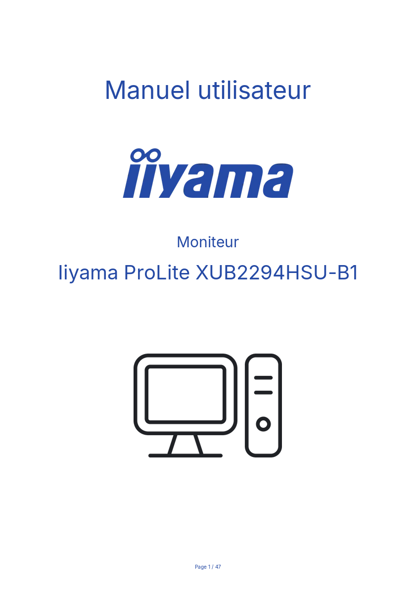 Página 1 del manual Manual de usuario Iiyama ProLite XUB2294HSU-B1
