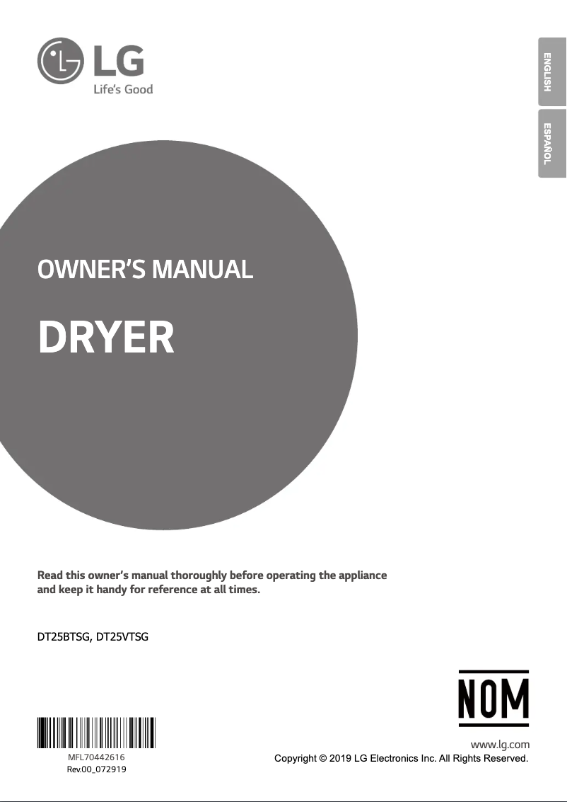 Page n°1 - Manuel utilisateur LG DT25BTSG