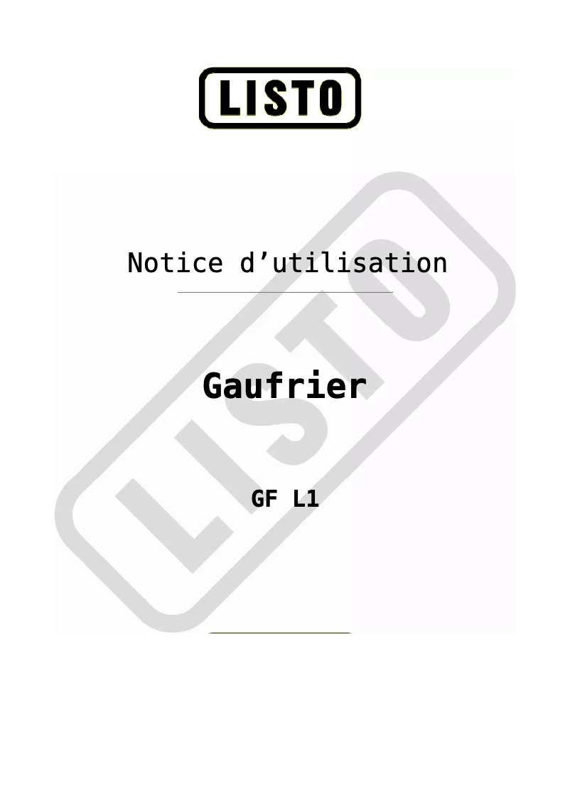 Page 1 de la notice Manuel utilisateur Listo GF L1