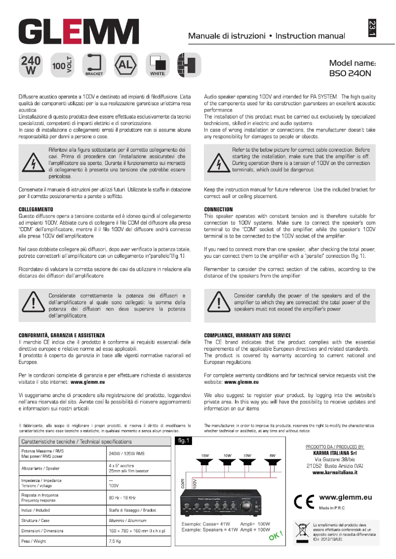 Image de la première page du manuel de l'appareil BSO 240N