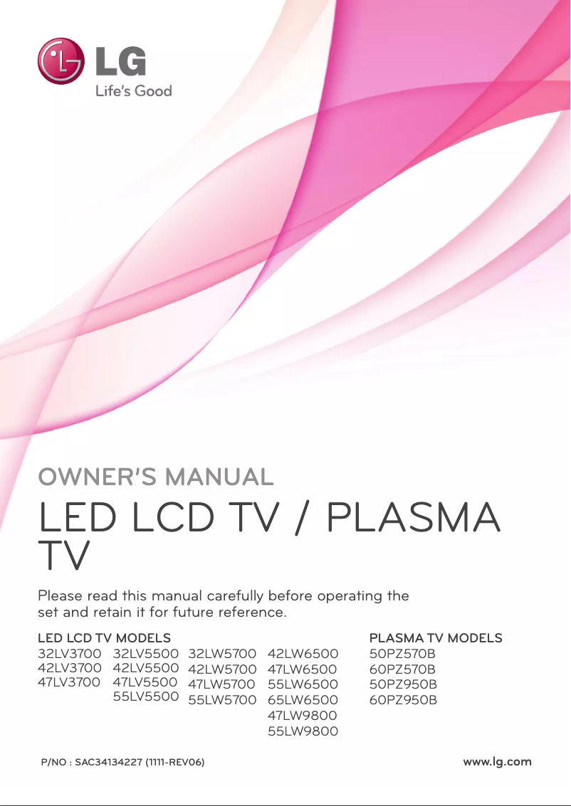 Page 1 de la notice Manuel utilisateur LG 50PZ570B