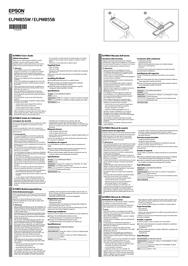 Page 1 de la notice Manuel utilisateur Epson LightScene EV-100