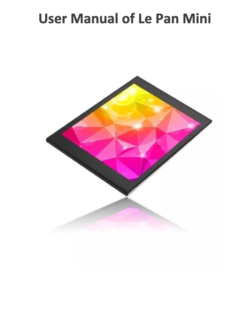 Page n°1 - Manuel utilisateur Le Pan Mini