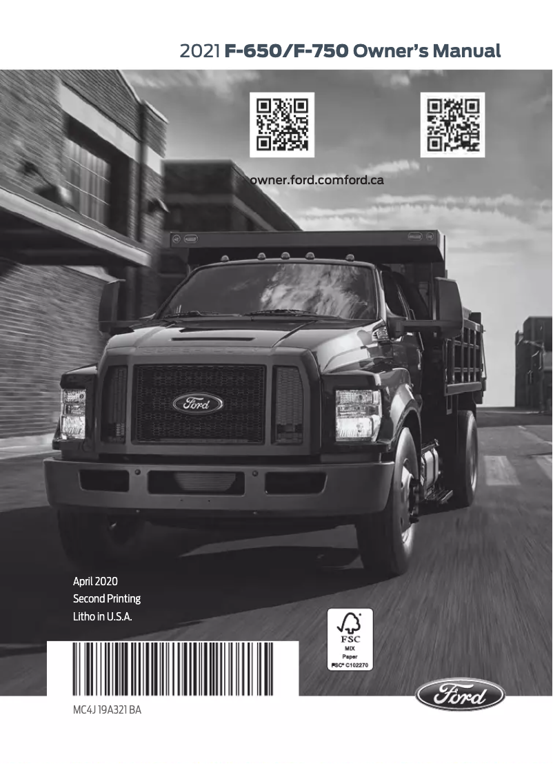 Page 1 de la notice Manuel utilisateur Ford F-650 (2021)