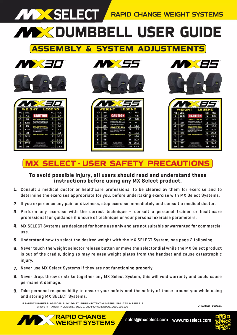 Page 1 de la notice Manuel utilisateur MX Select MX85