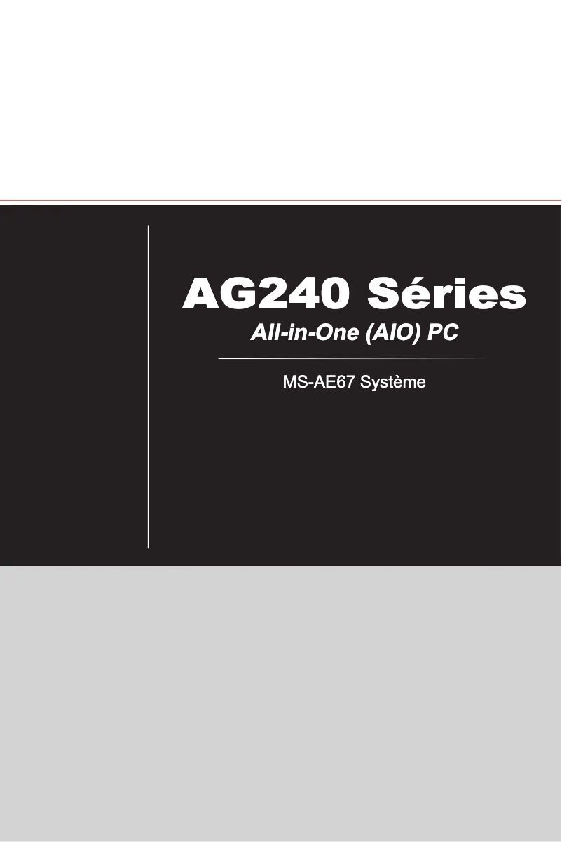 Page n°1 - Manuel utilisateur MSI AG240