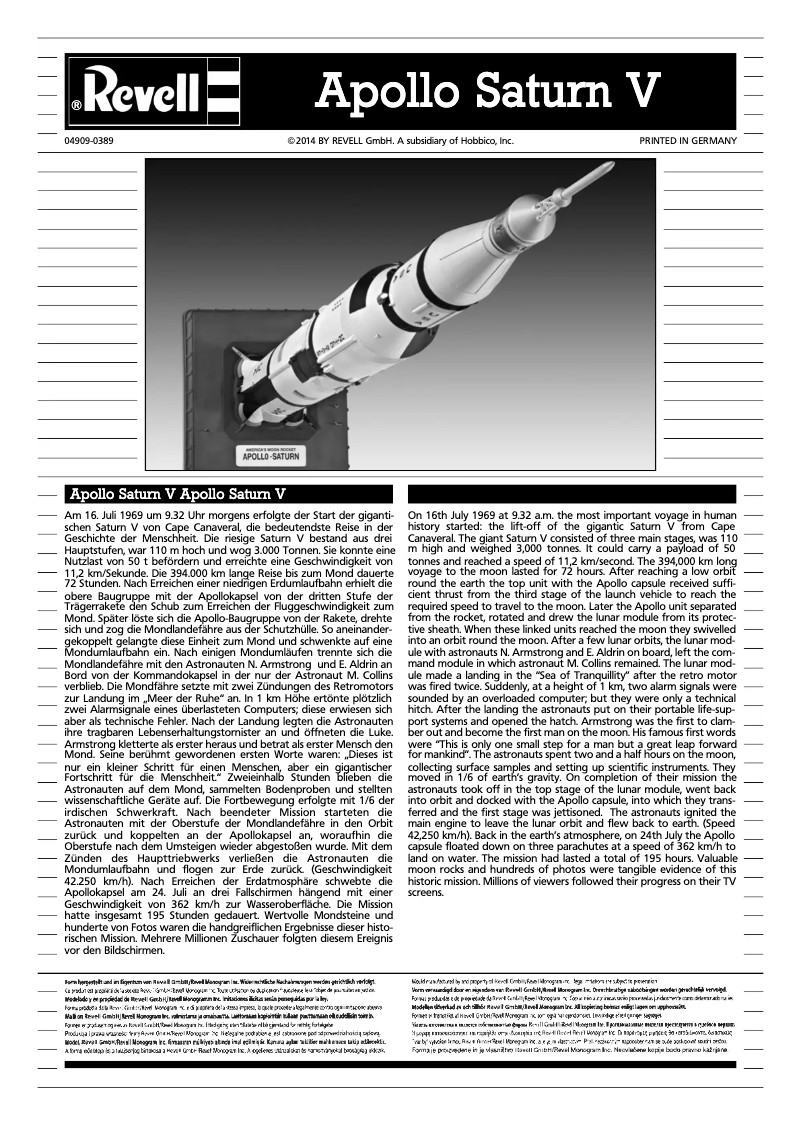 Image de la première page du manuel de l'appareil Apollo Saturn V