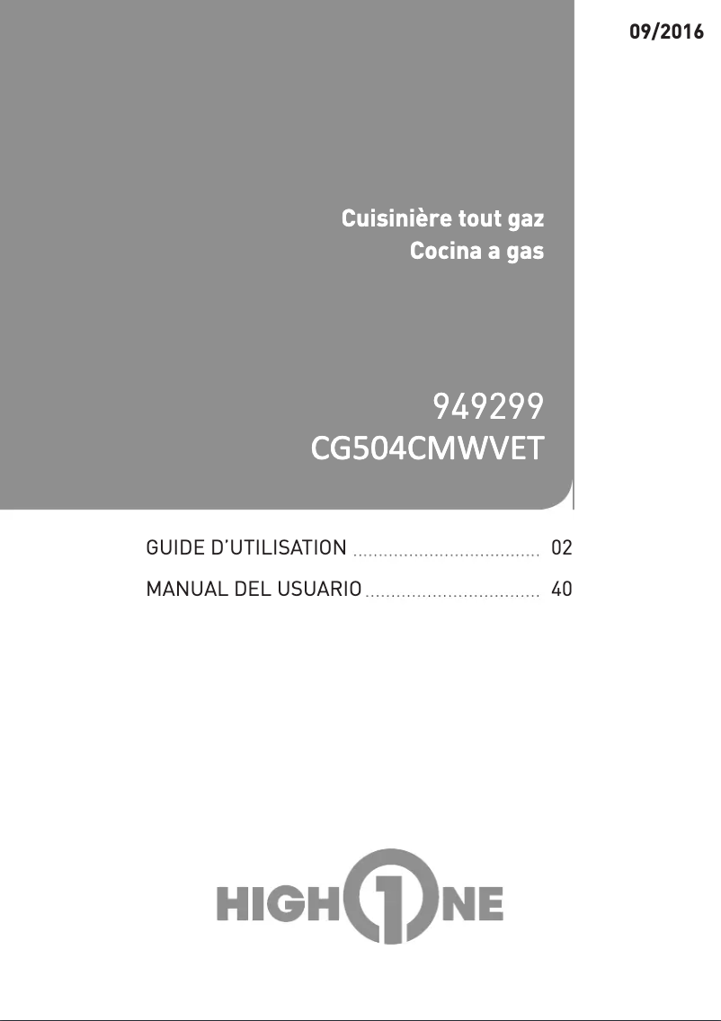 Page 1 of the manual User Manual High One CG504WM WVET