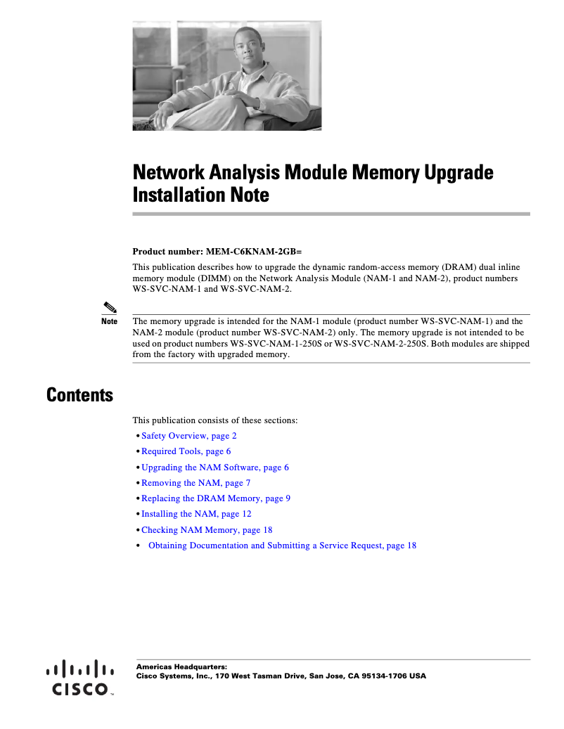 Página 1 del manual Manual de usuario Cisco MEM-C6KNAM-2GB=