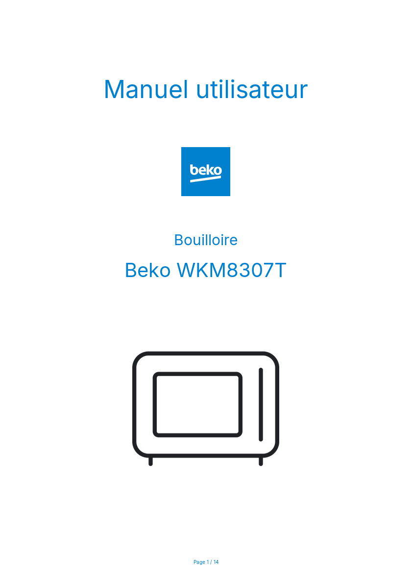 Image de la première page du manuel de l'appareil WKM8307T