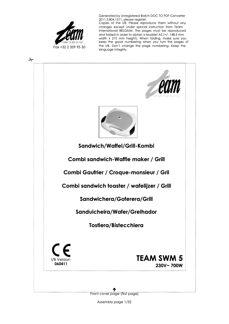 Page n°1 - Manuel utilisateur Team SWM 5