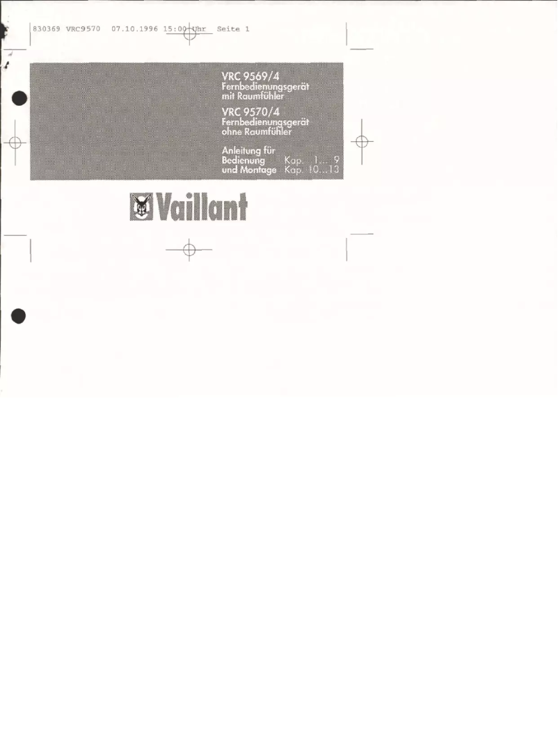 Page n°1 - Manuel utilisateur Vaillant VRC 9570
