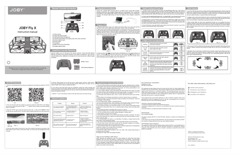 Page 1 de la notice Manuel utilisateur Joby Fly X