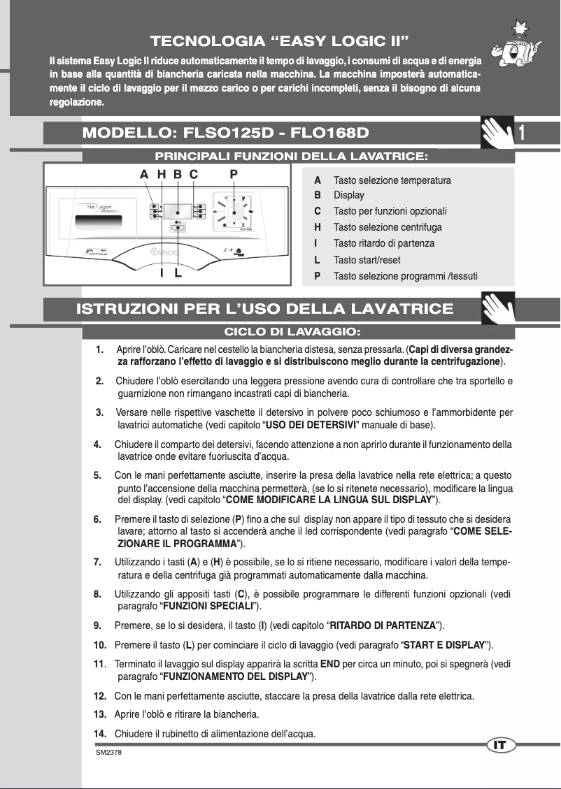 Page n°1 - Manuel utilisateur Ardo FLSO125D