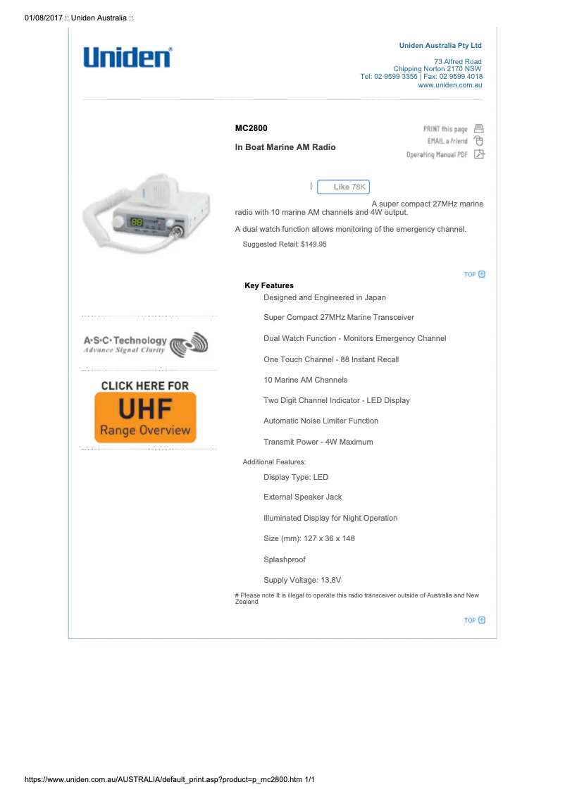 Image de la première page du manuel de l'appareil MC2800