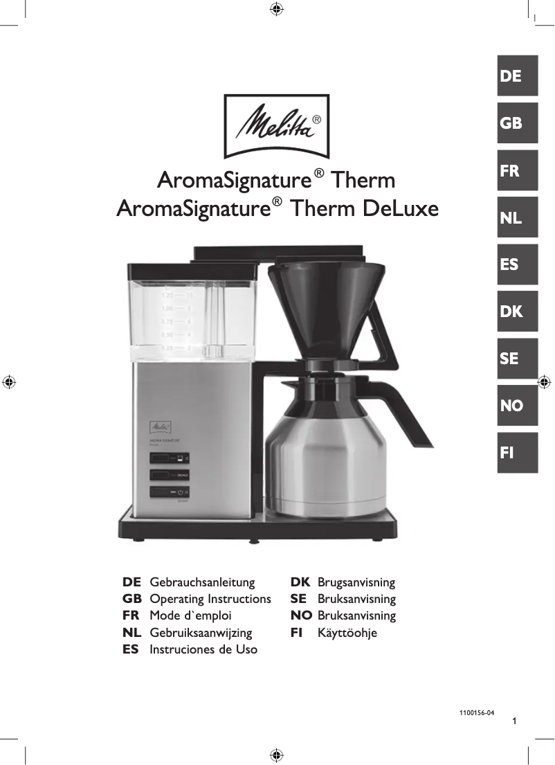 Page n°1 - Manuel utilisateur Melitta AromaSignature Therm DeLuxe