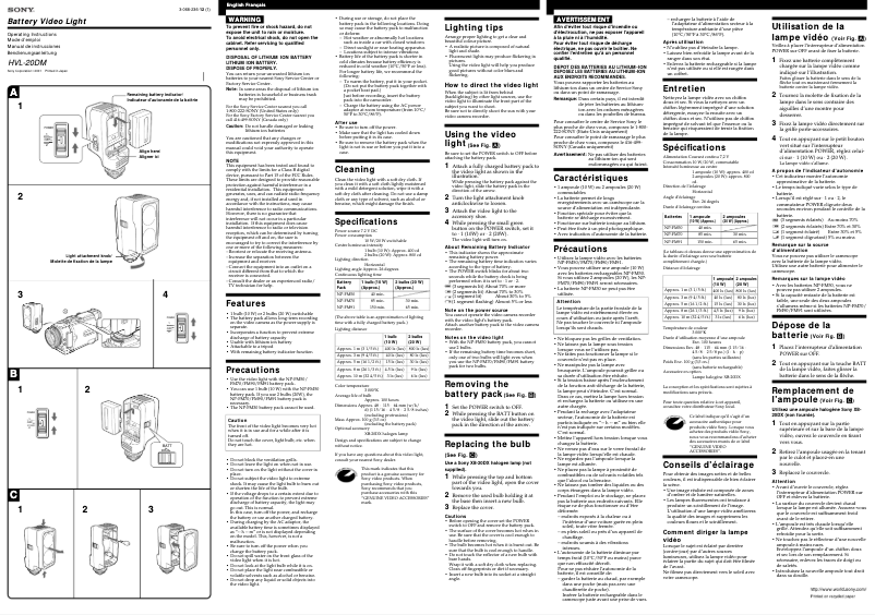Image de la première page du manuel de l'appareil HVL-20DM